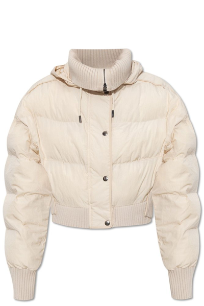 Shop Jacquemus Collared Cropped Puffer Jacket In White