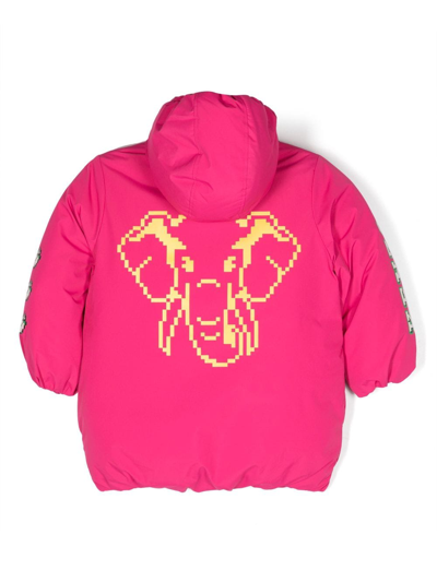 Shop Kenzo Motif-print Zip-up Puffer Jacket In Pink