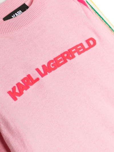Shop Karl Lagerfeld Logo-jacquard Cotton-cashmere Sweater In Pink