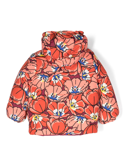 Shop Kenzo Floral-print Reversible Puffer Jacket In Orange