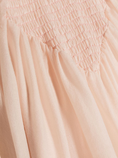 Shop Chloé Ruffle-trim Wool-cotton Flared Dress In Pink