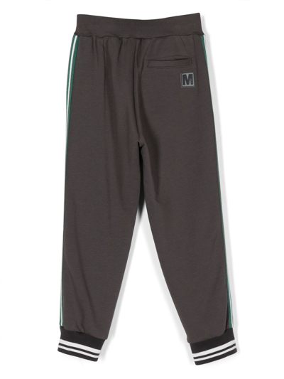 Shop Monnalisa Striped Elasticated-waistband Track Pants In Grey