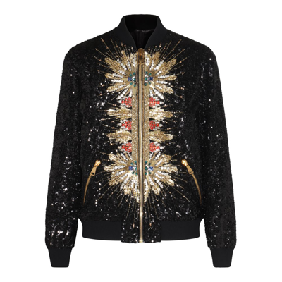 Shop Balmain Sequin Embellished Zipped Jacket In Multi