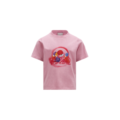 Shop Moncler Printed T-shirt, Girl, Pink, Size: 6y