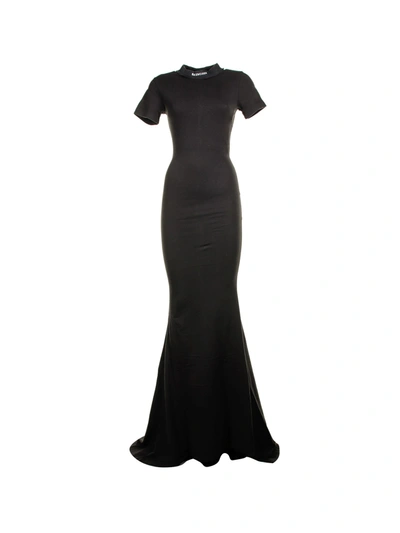 Shop Balenciaga Fitted Stretch Maxi Dress In Black