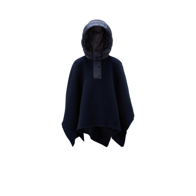 Shop Moncler Hooded Wool Cape, Girl, Blue, Size: M