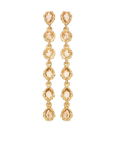 Shop Oscar De La Renta Lintzer Vertical Earrings In Gold