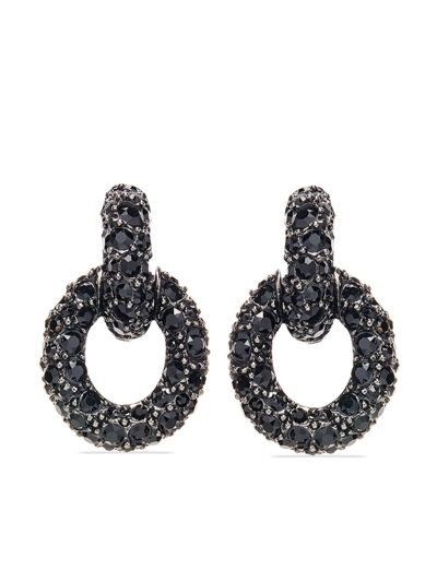 Shop Oscar De La Renta Fortuna Crystal-embellished Earrings In Schwarz