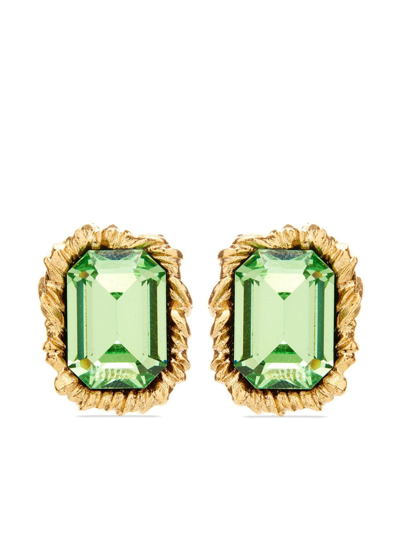 Shop Oscar De La Renta Lintzer Button Earrings In Green
