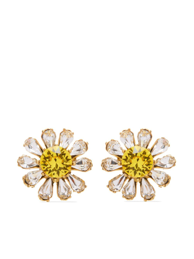 Shop Oscar De La Renta Gigi Crystal-embellished Button Earrings In Mehrfarbig