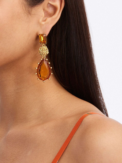 Shop Oscar De La Renta Baroque Crystal-embellished Drop Earrings In Mehrfarbig