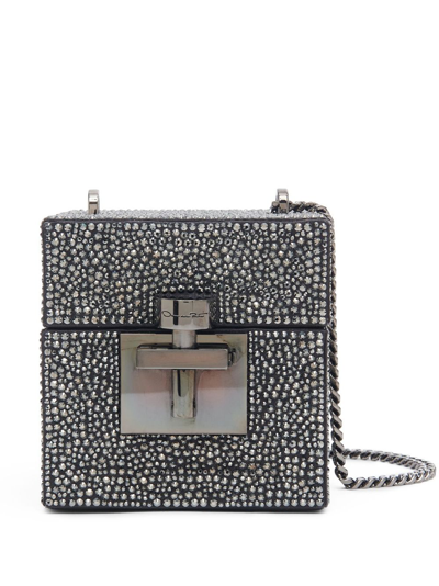 Shop Oscar De La Renta Alibi Cube Crystal-embellished Bag In Schwarz