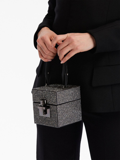 Shop Oscar De La Renta Alibi Cube Crystal-embellished Bag In Schwarz