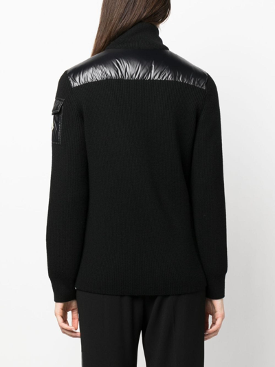 Moncler Puffer-front Wool Knit Cardigan In Black