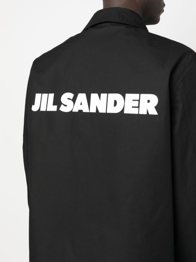 Shop Jil Sander Logo Cotton Jacket In Black