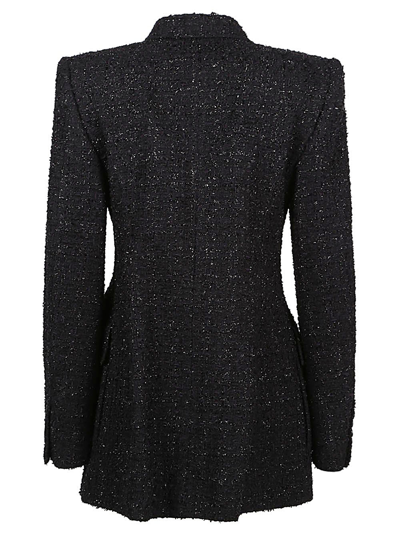 Balenciaga Double-breasted Bouclé Blazer In Black