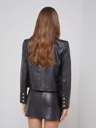L Agence Jayde Collarless Leather Jacket In Black