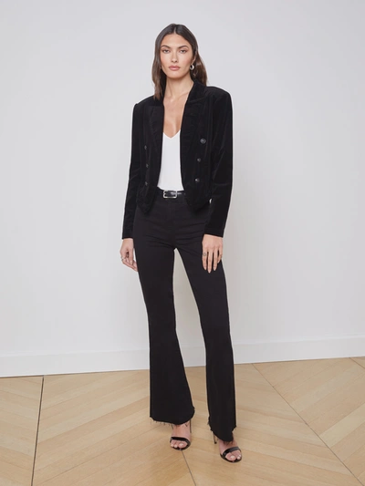 L Agence Wayne Cropped Double Breasted Jacket In Black In Black