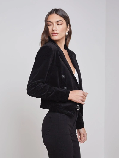 L Agence Wayne Cropped Double Breasted Jacket In Black In Black