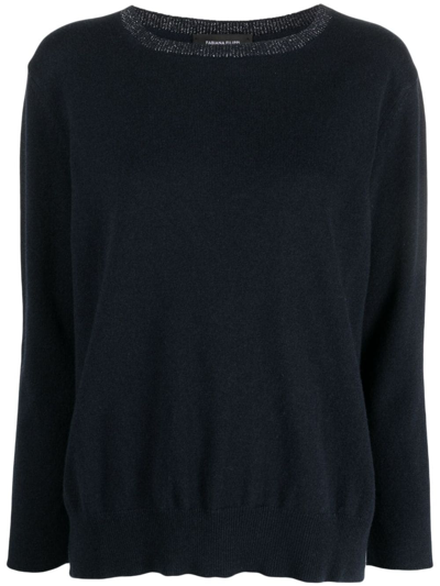 Fabiana Filippi Glittered Wide-neck Jumper In Blue