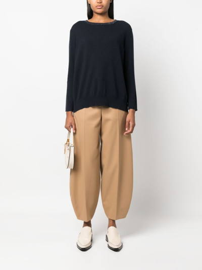 Fabiana Filippi Glittered Wide-neck Jumper In Blue