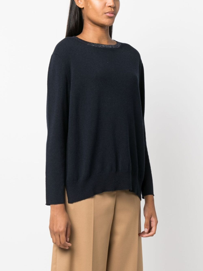 Fabiana Filippi Glittered Wide-neck Jumper In Blue
