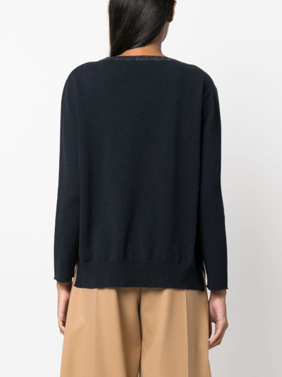 Fabiana Filippi Glittered Wide-neck Jumper In Blue