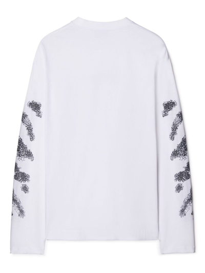 Shop Off-white Diag-stripe Embroidered Sweatshirt In White