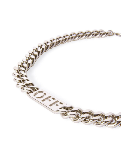 Shop Off-white Off-logo Chain-link Necklace In Silver
