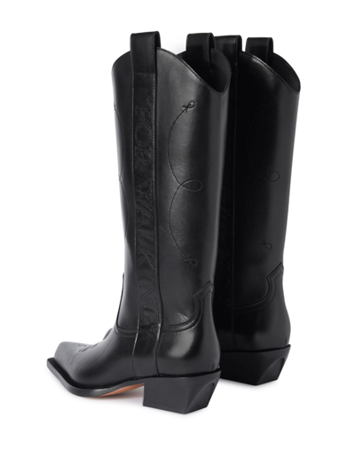 Off-white For Walking Leather Boots In Black