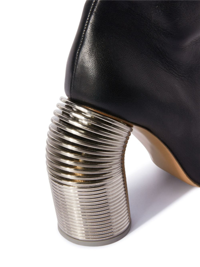 Off-white Silver Spring Knee-high Leather Boots In Black