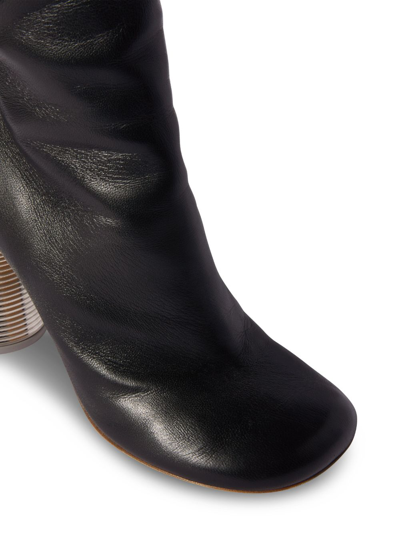 Off-white Silver Spring Knee-high Leather Boots In Black