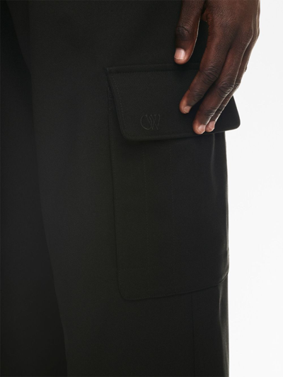 Shop Off-white Wide-leg Cargo Trousers In Black