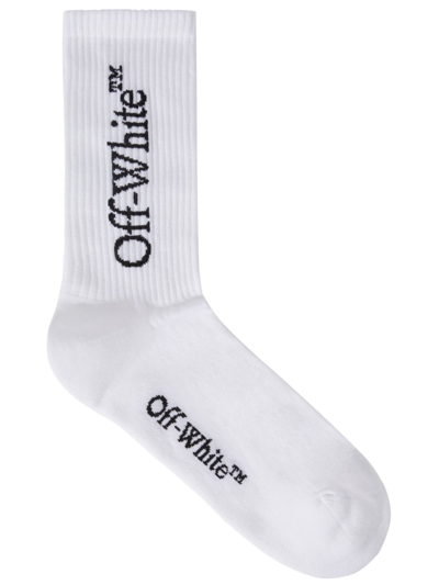 Shop Off-white Logo-print Mid-calf Socks In White