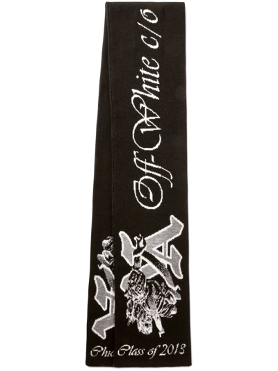 Shop Off-white Va Knitted Scarf In Black