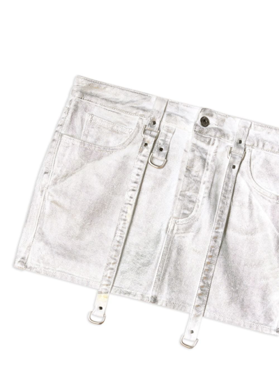 Shop Off-white Laminated Metallic Mini Skirt In Silver