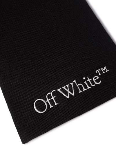 Shop Off-white Bookish Logo-knit Scarf In Black