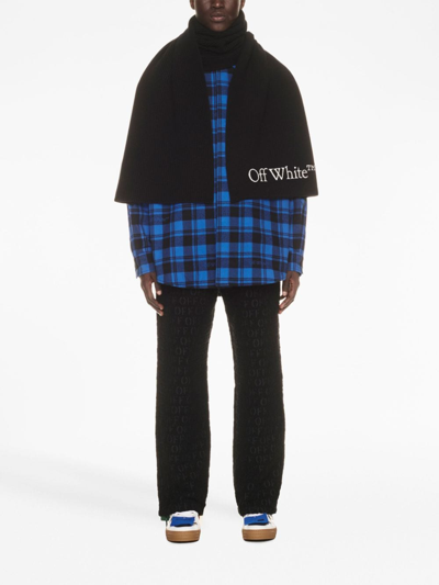 Off-white Bookish Logo-knit Wool Scarf Accessories In Black
