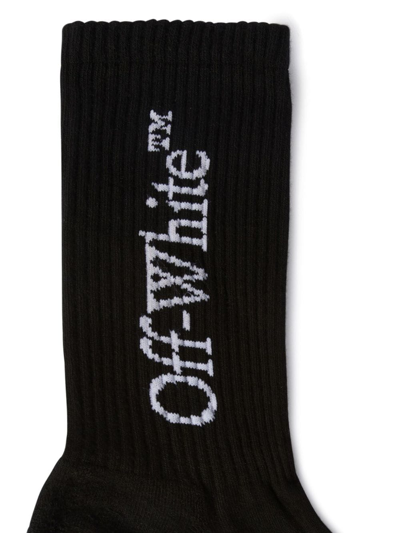 Off-white Large Logo-print Cotton Socks In Black
