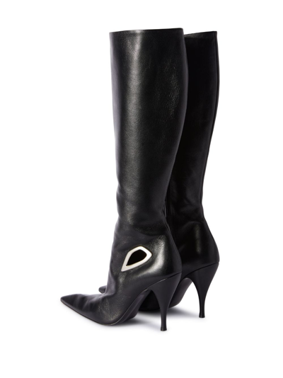 Shop Off-white Crescent Knee-high Leather Boots In Black