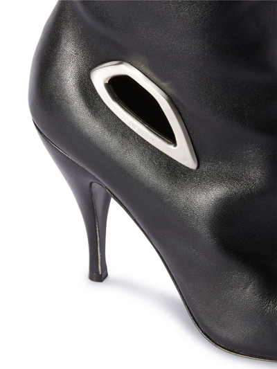 Off-white Crescent Knee-high Leather Boots In Black