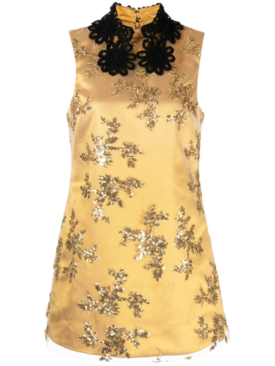 Shop Macgraw Repertoire Sequin-embellished Mini Dress In Gold