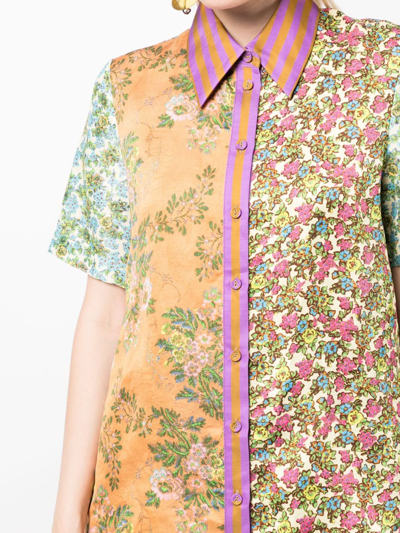 Shop Alemais Mirabella Floral-print Spliced Shirt In Brown