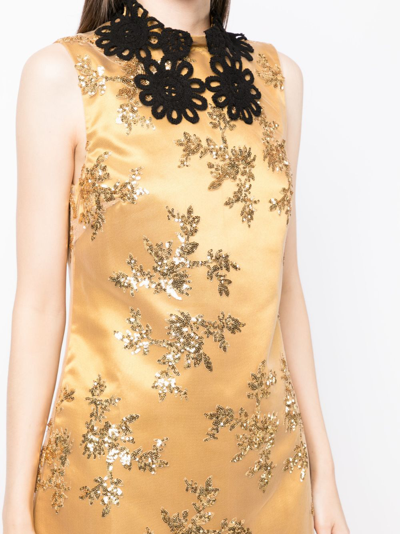 Shop Macgraw Repertoire Sequin-embellished Mini Dress In Gold