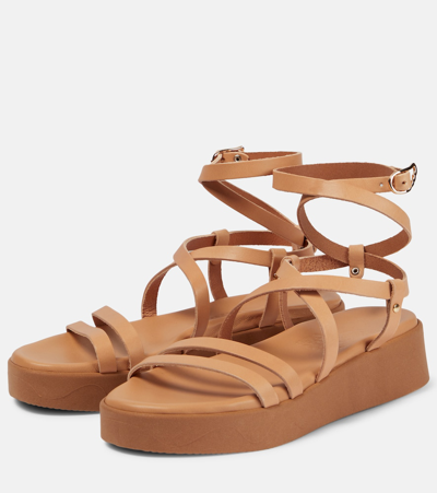 Shop Ancient Greek Sandals Aristea Leather Platform Sandals In Neutrals