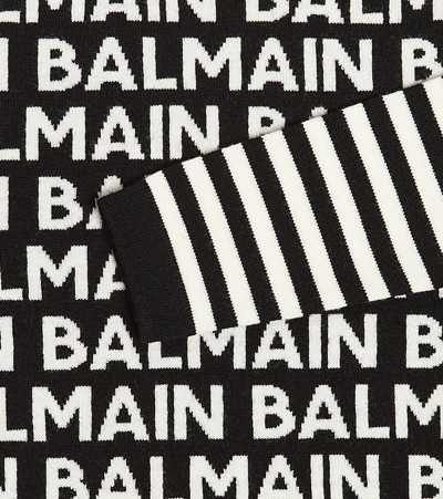 Shop Balmain Logo Intarsia Wool-blend Sweater In Multicoloured