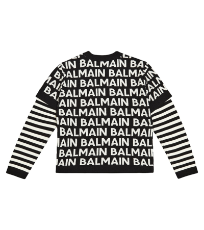 Balmain Logo-print Layered Jumper In Multicoloured