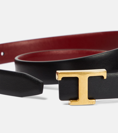 Shop Tod's Timeless T Reversible Leather Belt In Multicoloured