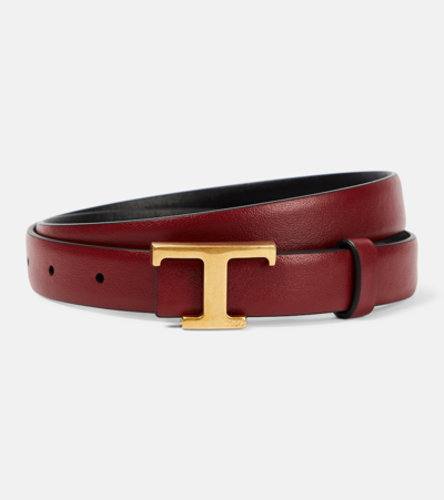 Shop Tod's Timeless T Reversible Leather Belt In Multicoloured