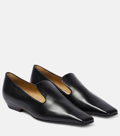 Shop Khaite Marfa Leather Loafers In Black